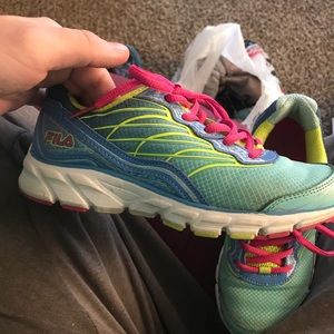 Flia size 2 blue/teal/neon yellow/pink laces.